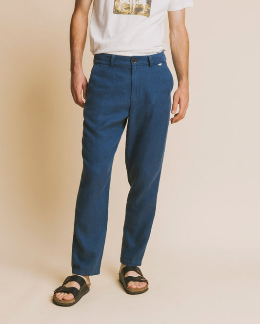 Pantalon bleu canard en chanvre et tencel - Marcelino