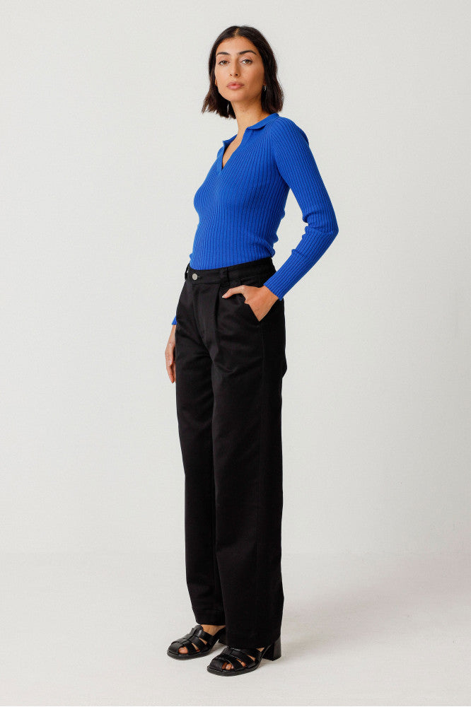 Pantalon ample en coton biologique | noir "pantalón delika black"