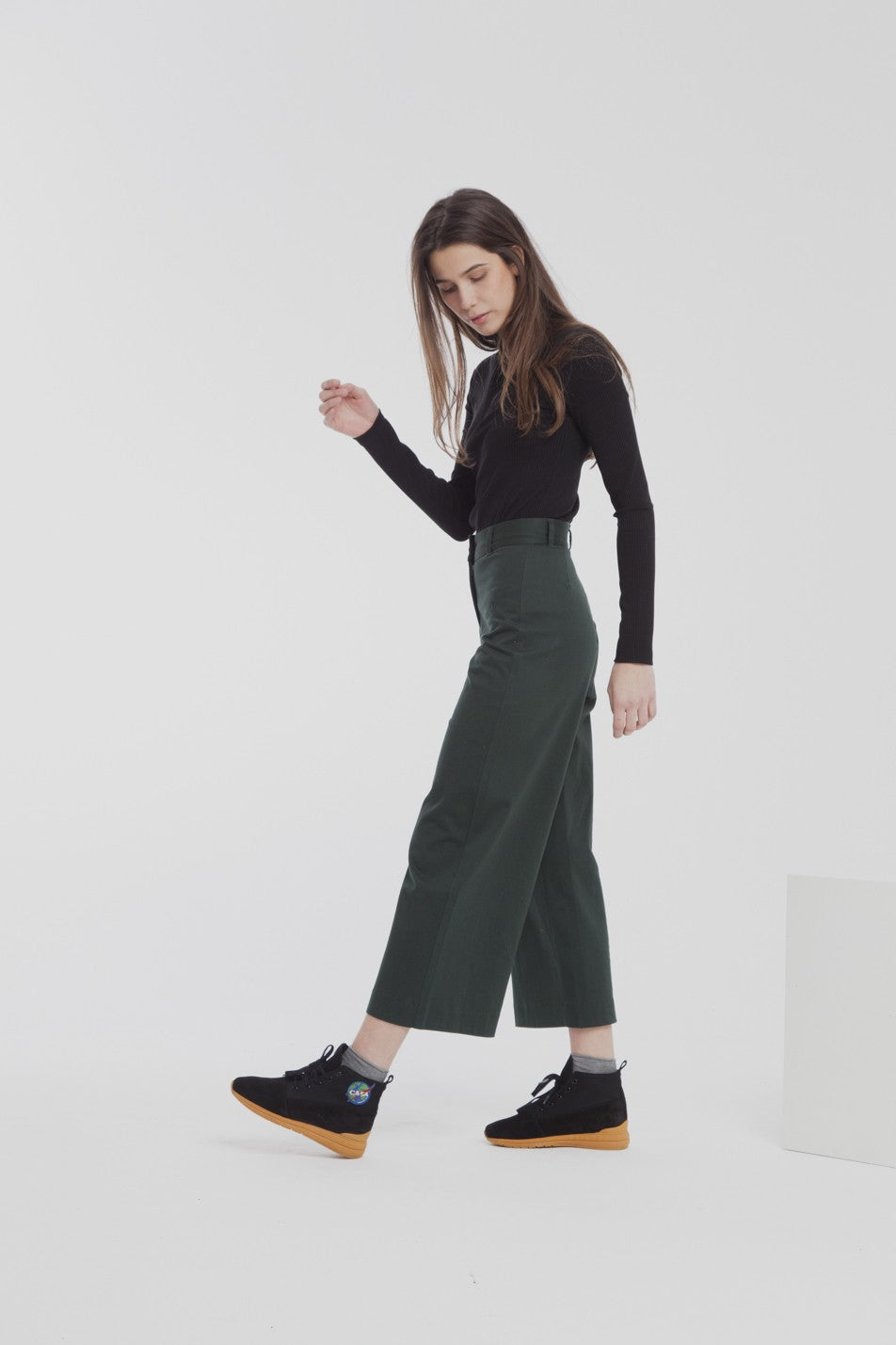 Pantalon large vert en coton bio - Elephant