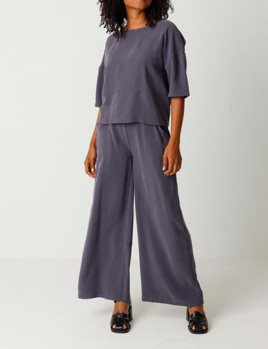 Pantalon ample en tencel | gris "klodin trouser dark grey"