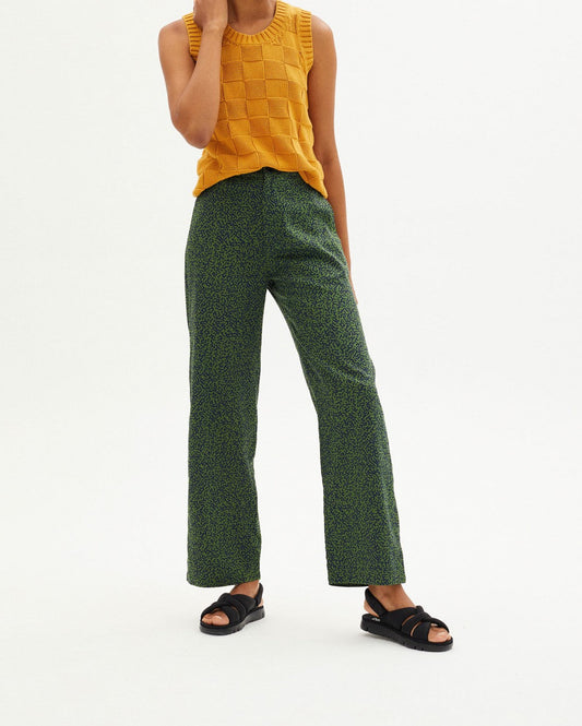 Pantalon ample vert à motifs en coton bio - GREEN CHAMALEON MARIAM PANTS