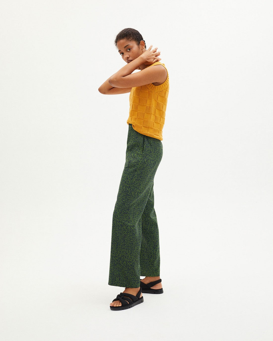 Pantalon ample vert à motifs en coton bio - GREEN CHAMALEON MARIAM PANTS