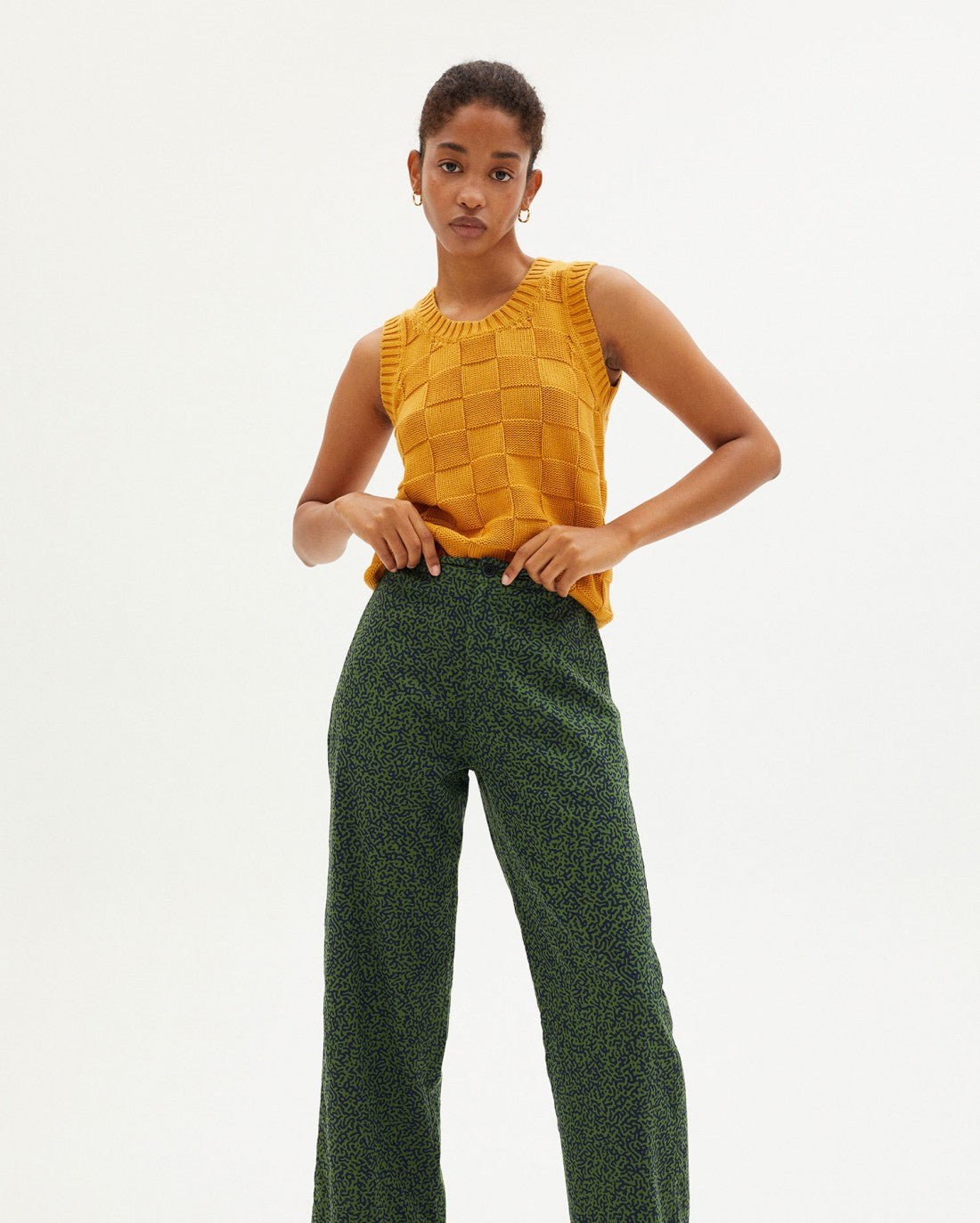 Pantalon ample vert à motifs en coton bio - GREEN CHAMALEON MARIAM PANTS