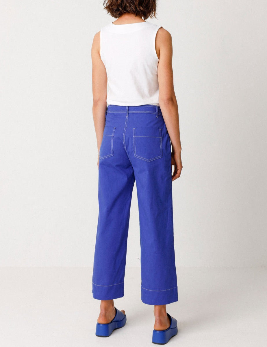 Pantalon droit court en coton bio | bleu "mariartze gots trouser royal blue"
