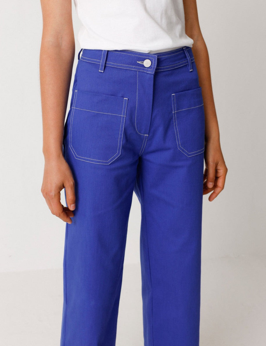 Pantalon droit court en coton bio | bleu "mariartze gots trouser royal blue"