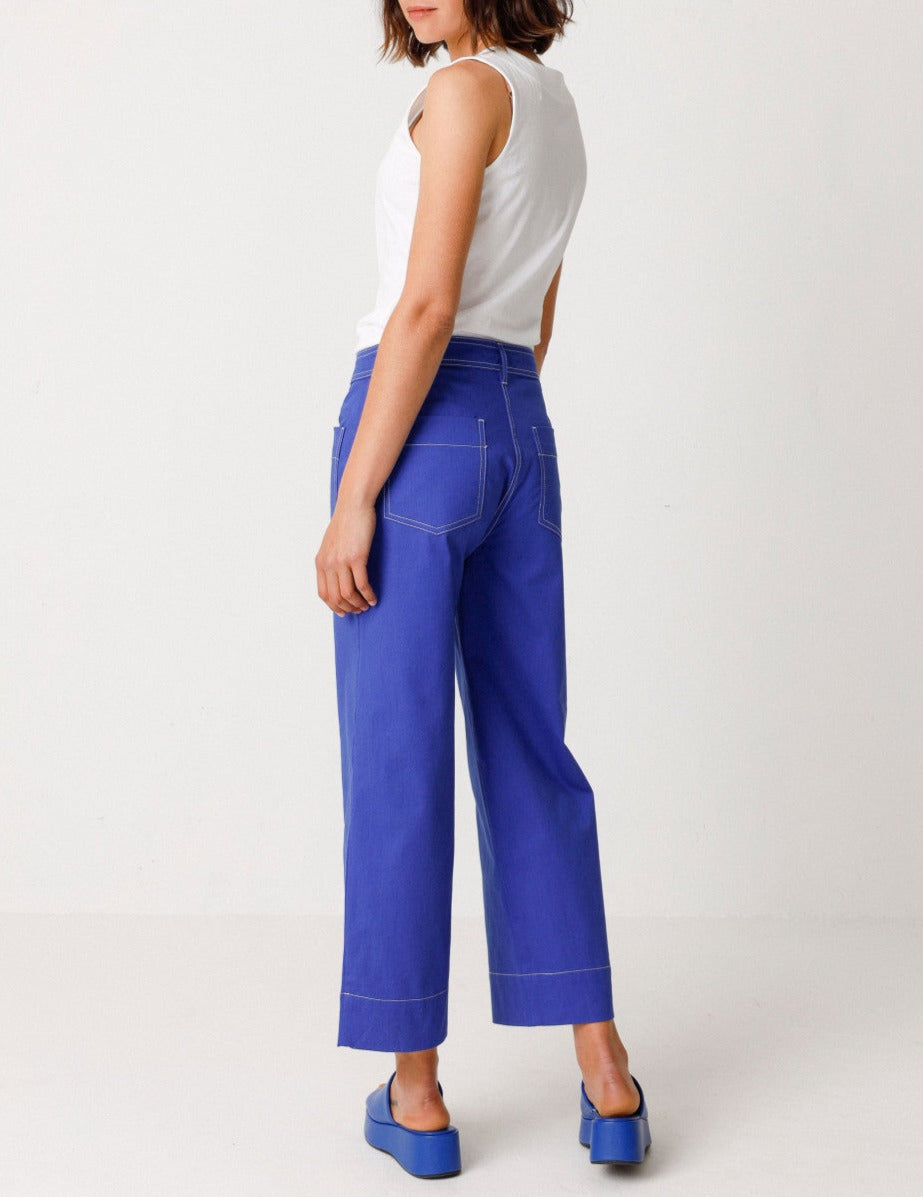 Pantalon droit court en coton bio | bleu "mariartze gots trouser royal blue"