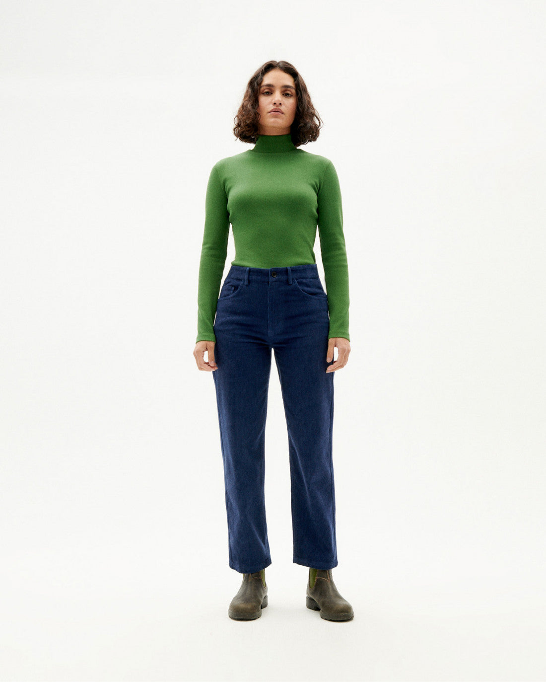 Pantalon droit marine velours en coton bio - navy corduroy nele pants