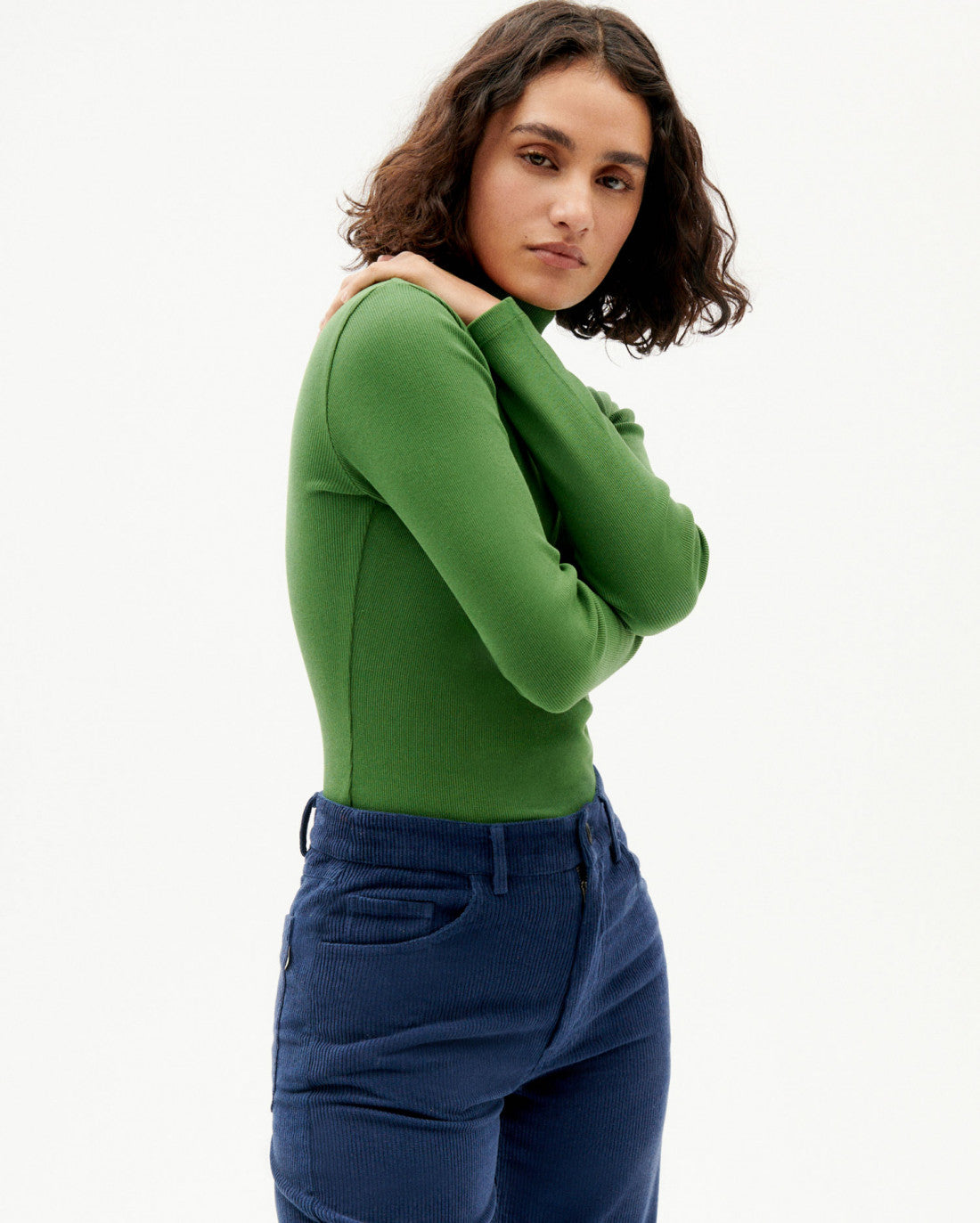 Pantalon droit marine velours en coton bio - navy corduroy nele pants