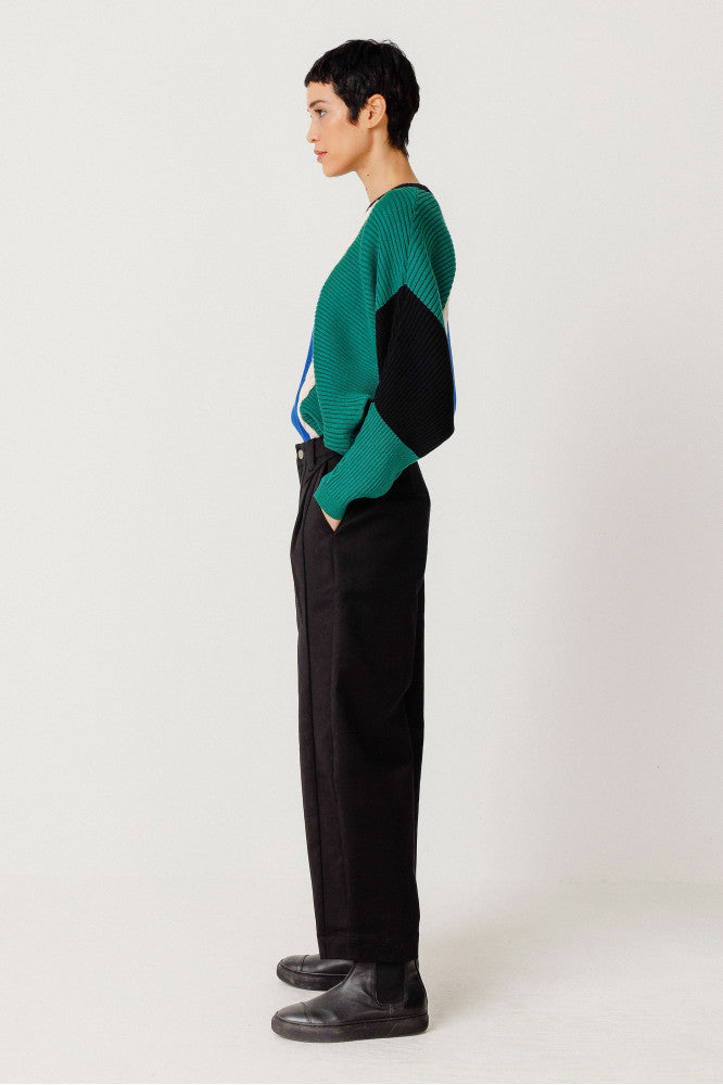 Pantalon ample en coton biologique | noir "pantalón niobe black"