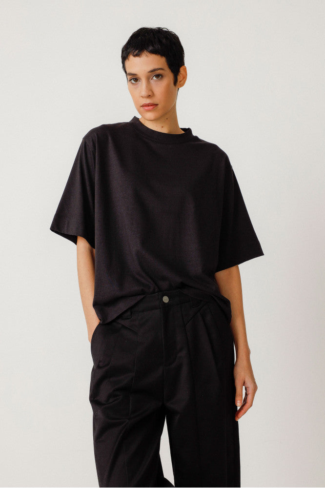 Pantalon ample en coton biologique | noir "pantalón niobe black"