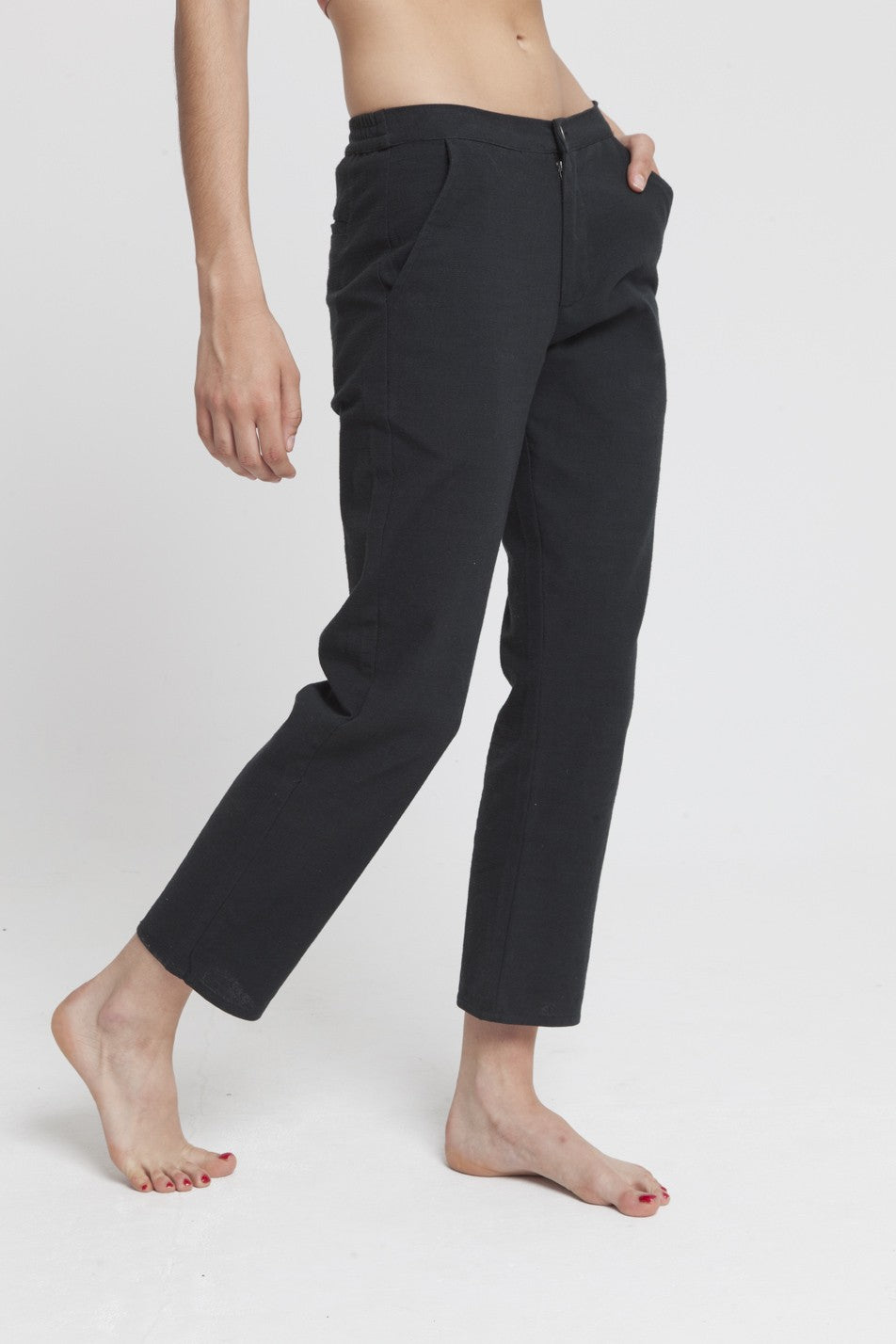Pantalon droit noir en coton bio - Dafne