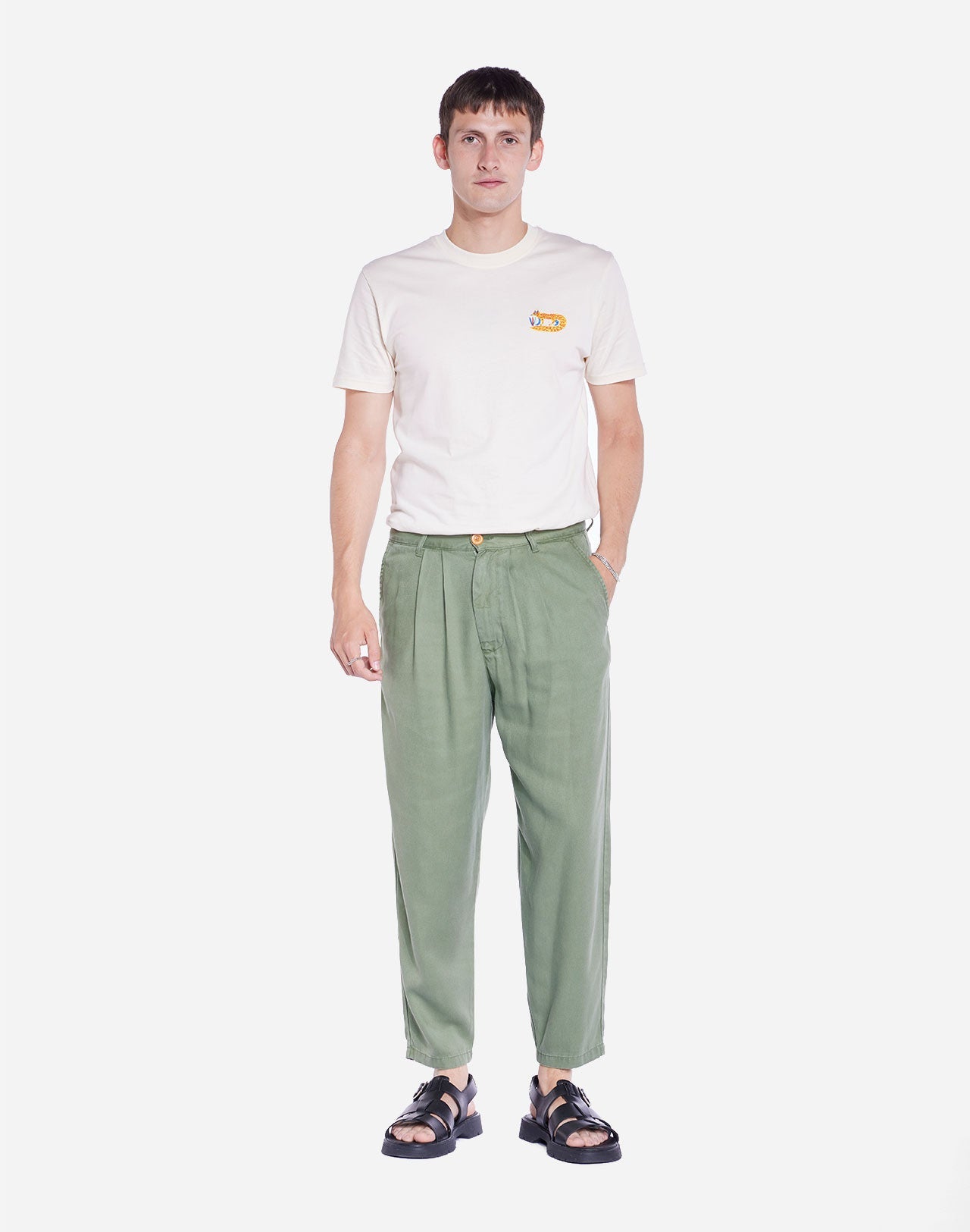 Pantalon droit en tencel | vert "swing sage green"