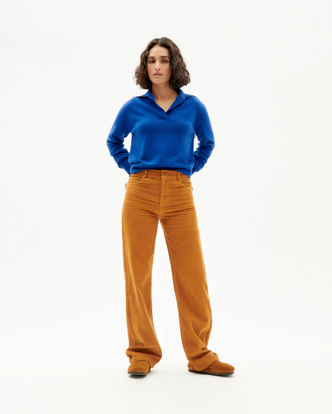 Pantalon ample camel velours en coton bio - egypt corduroy theresa pants