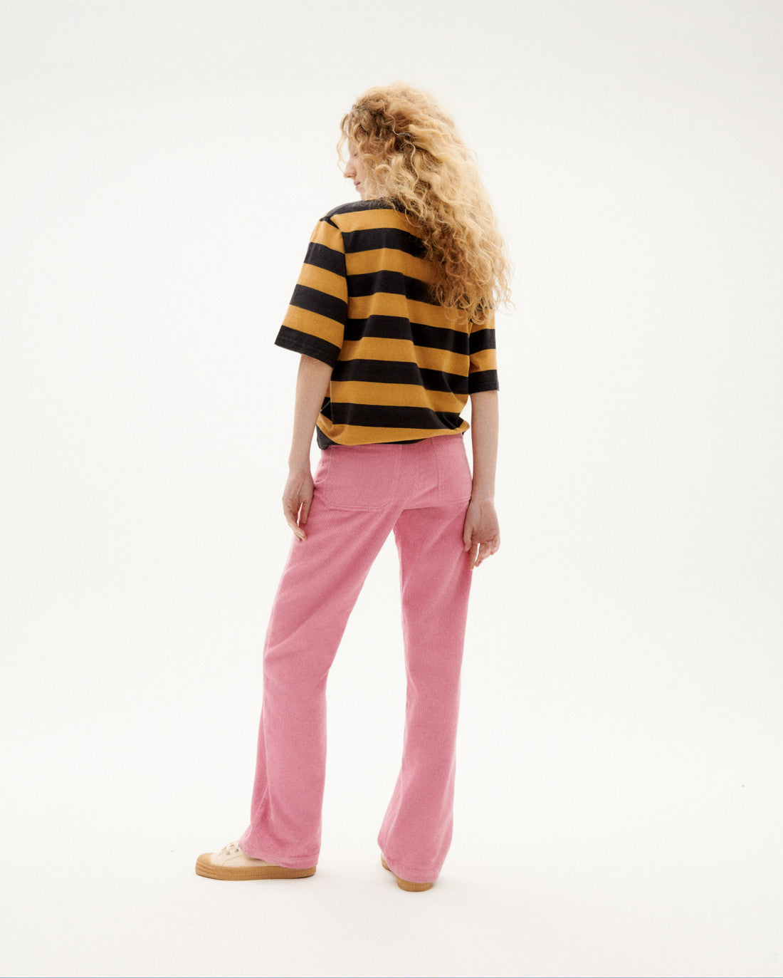 Pantalon ample rose velours en coton bio - pink corduroy theresa pants