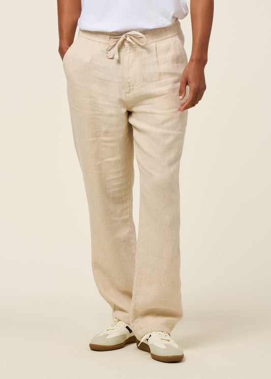 Pantalon en lin bio | Beige "loose linen pant light feather gray"