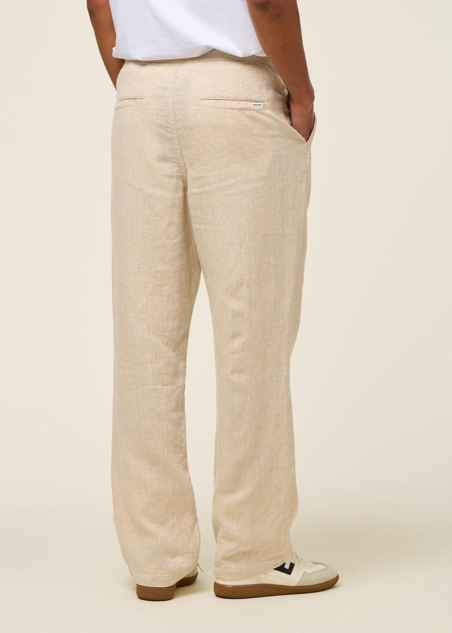 Pantalon en lin bio | Beige "loose linen pant light feather gray"