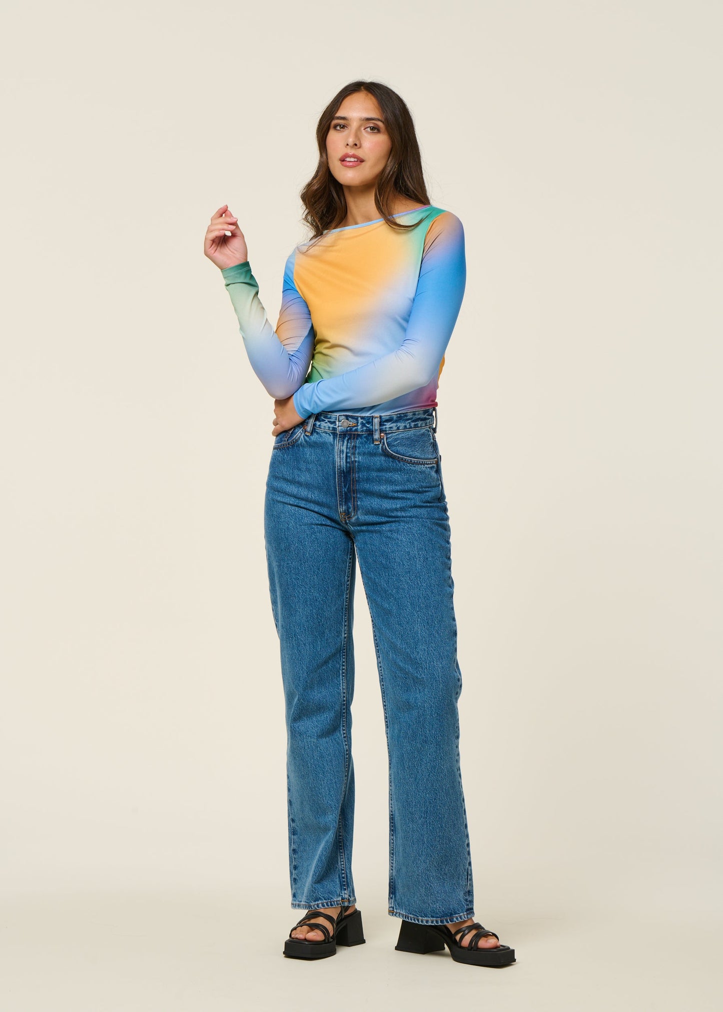 T-shirt manches longue en matière recyclée | multicolore "solstice"