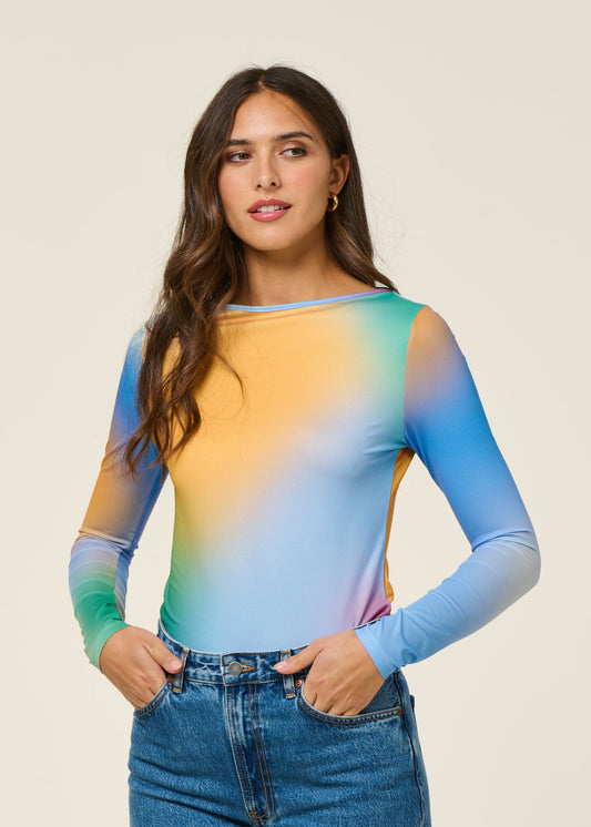 T-shirt manches longue en matière recyclée | multicolore "solstice"
