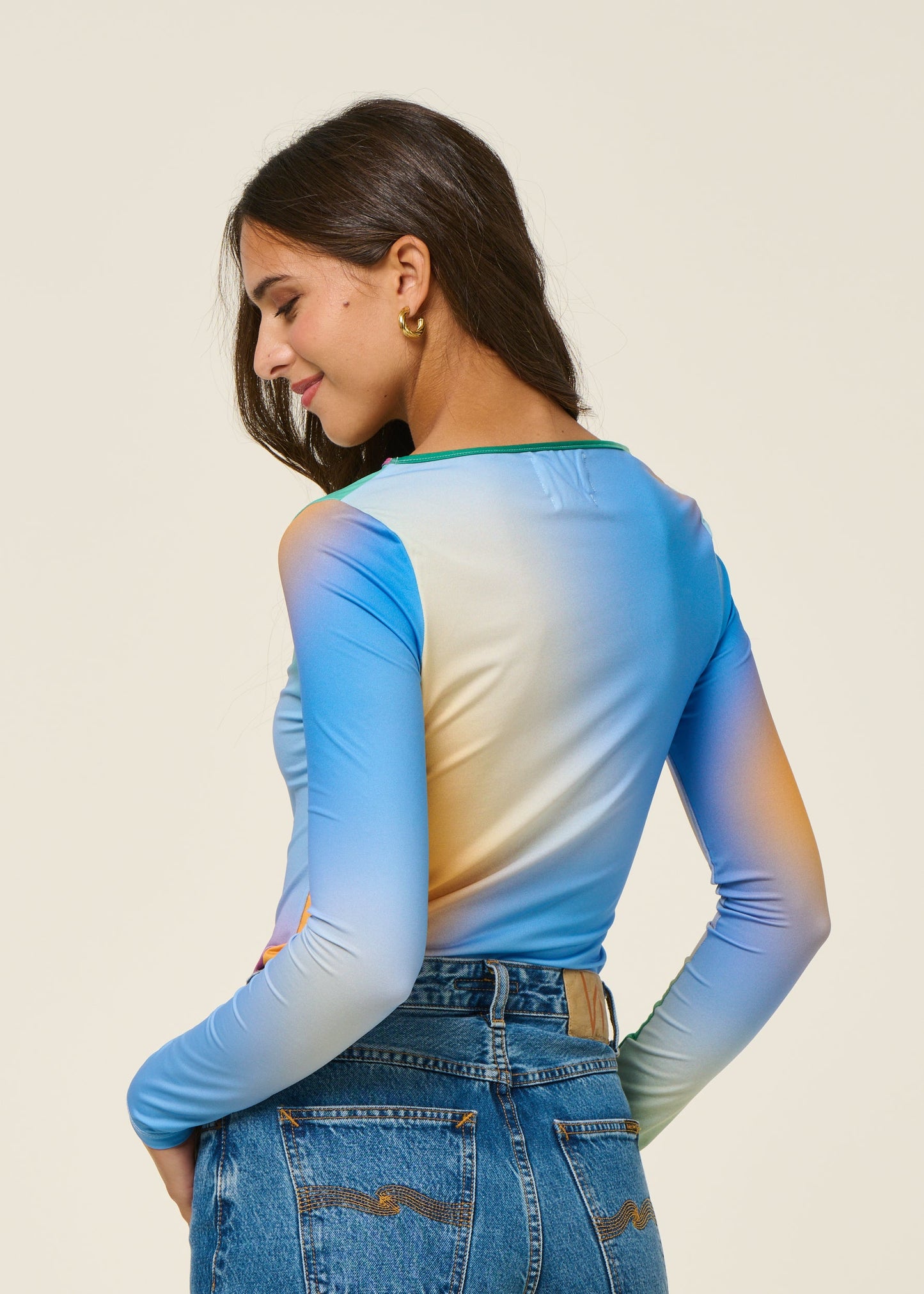 T-shirt manches longue en matière recyclée | multicolore "solstice"