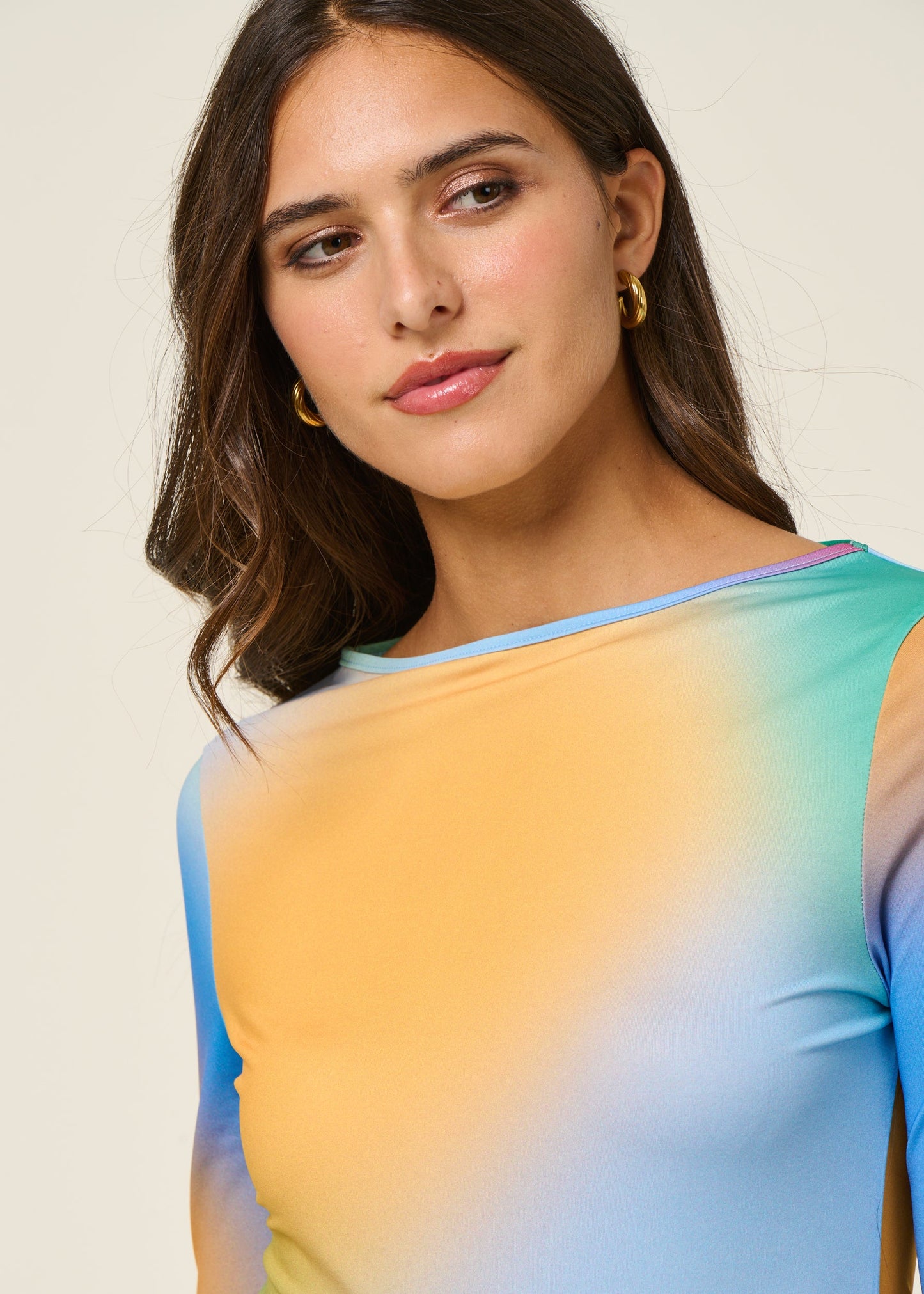 T-shirt manches longue en matière recyclée | multicolore "solstice"