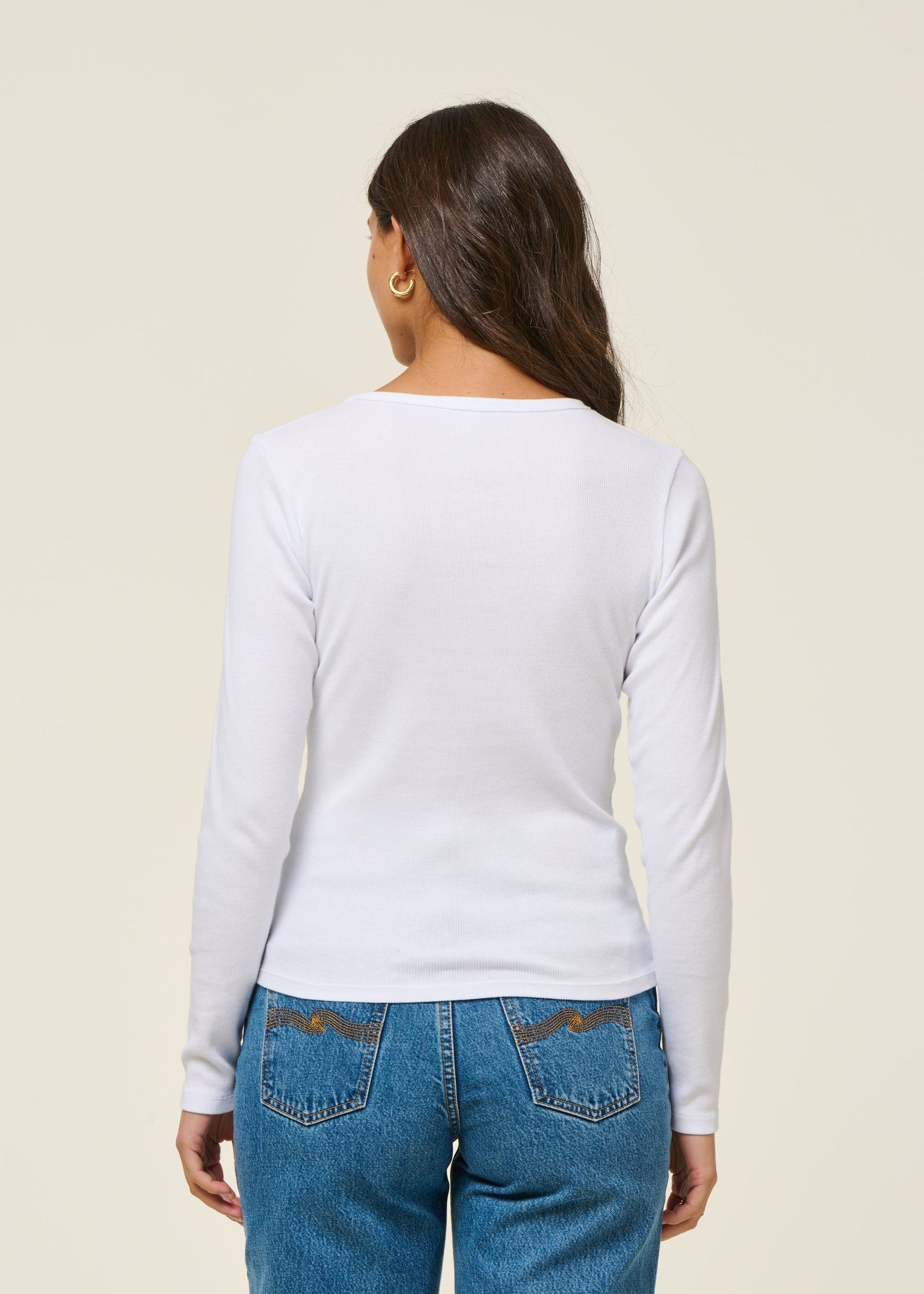 T-shirt manches longues côtelé en coton bio | blanc