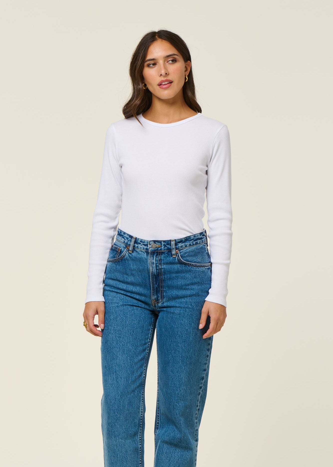 T-shirt manches longues côtelé en coton bio | blanc