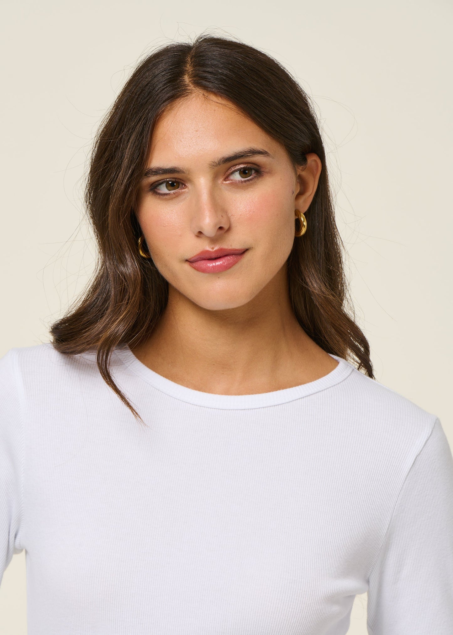 T-shirt manches longues côtelé en coton bio | blanc