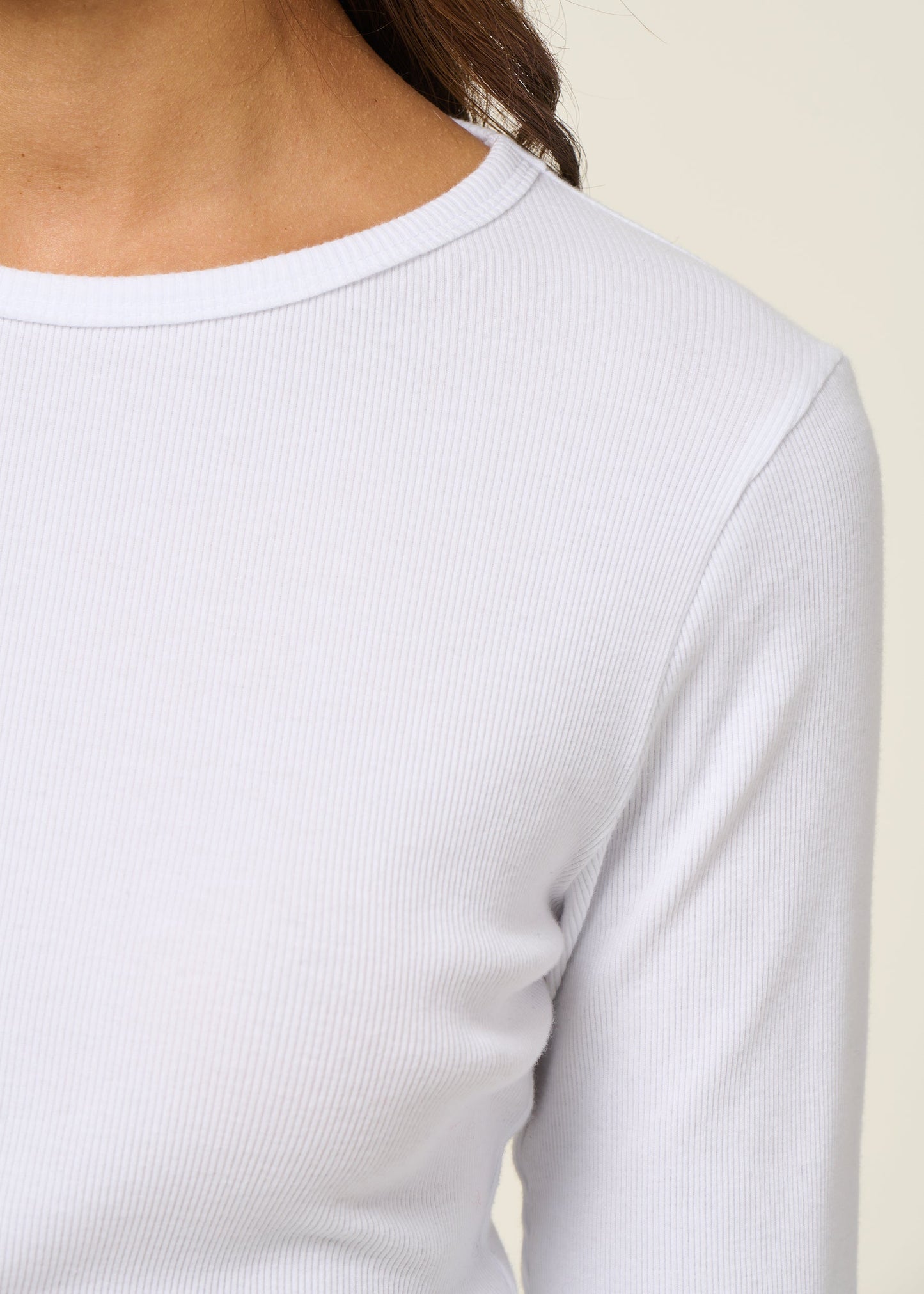 T-shirt manches longues côtelé en coton bio | blanc