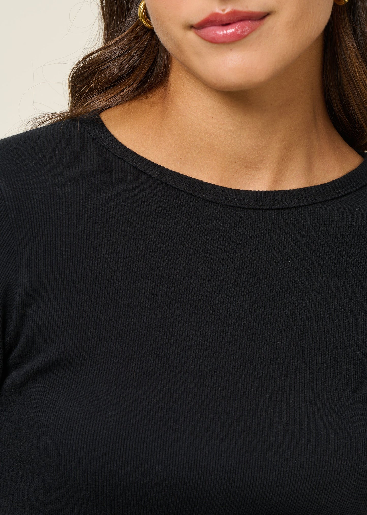 T-shirt manches longues côtelé en coton bio | noir