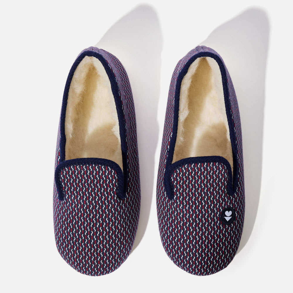 Pantoufles multicolores en laine upcyclée -zig zag