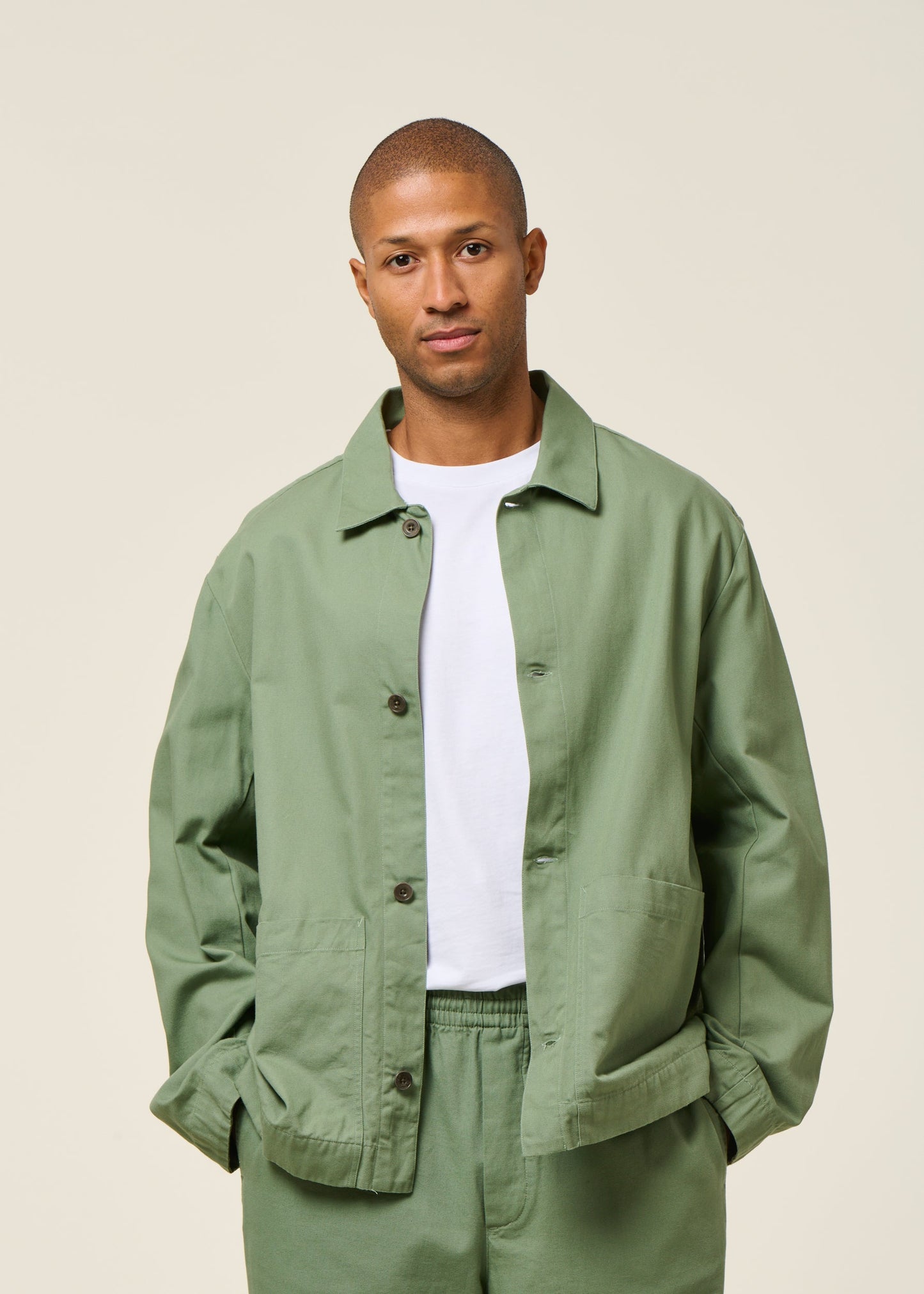 Veste en coton bio | vert "light overjacket organic cotton - leaf green"