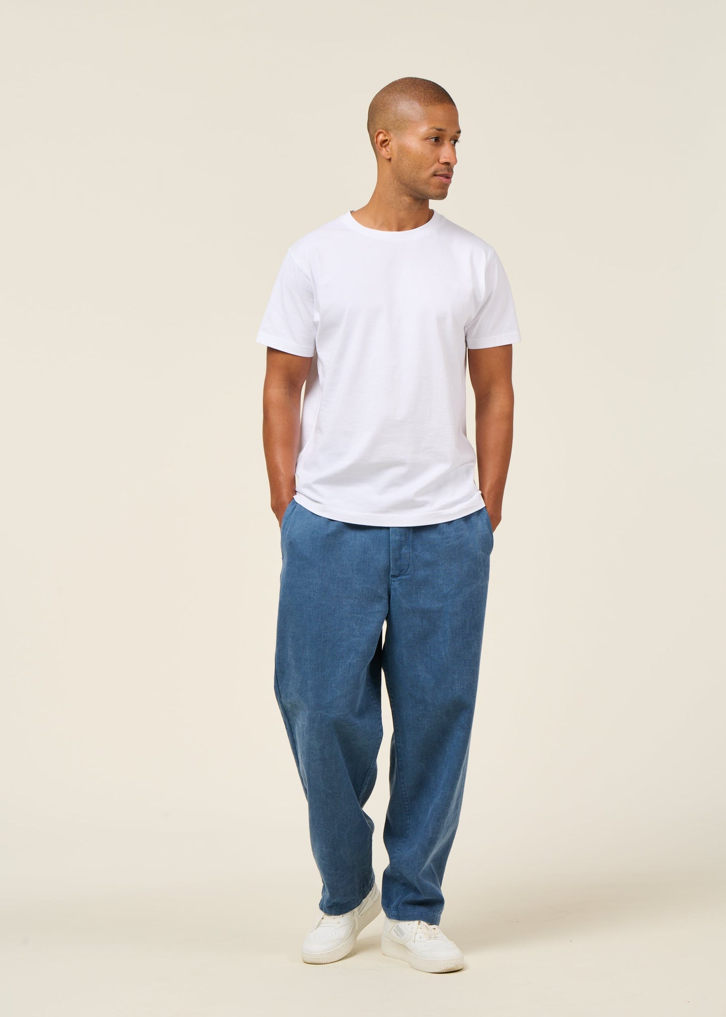 wide pant recycled cotton - washed denim