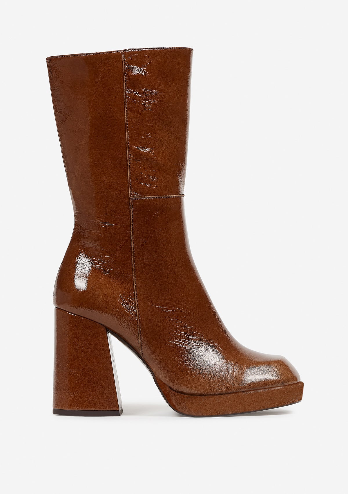 Bottes à talons en cuir certifié | Marron "patrona cafe"