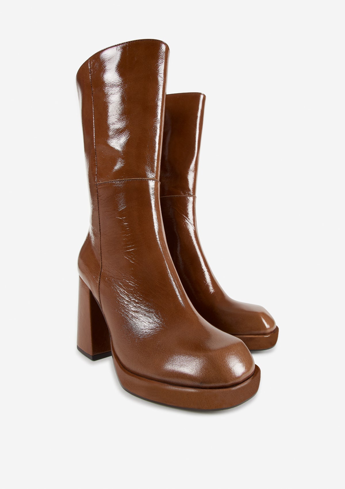 Bottes à talons en cuir certifié | Marron "patrona cafe"