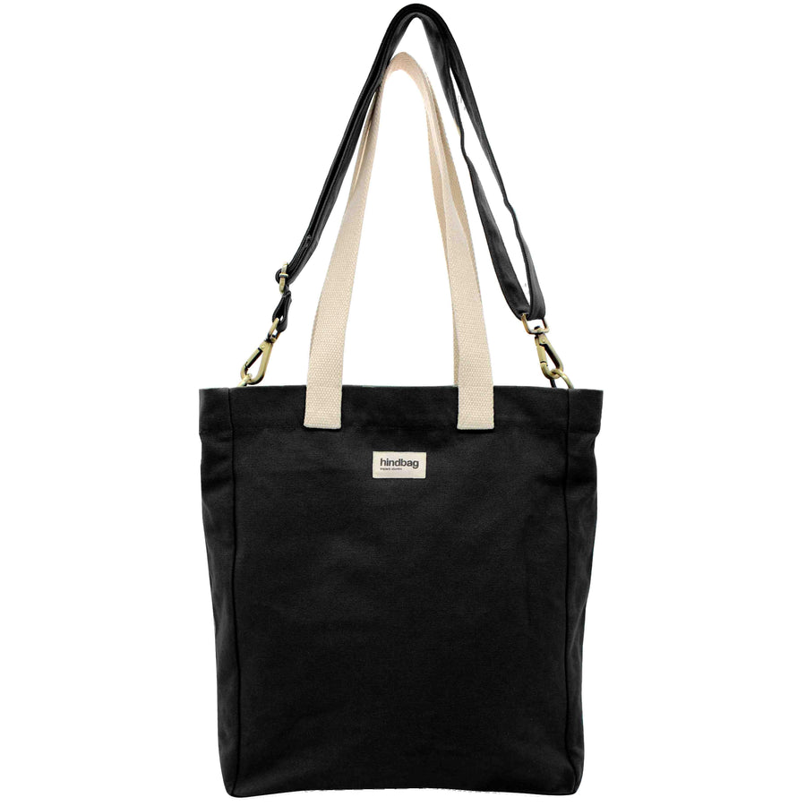 Sac cabas bandoulière en coton bio | noir "paul noir"