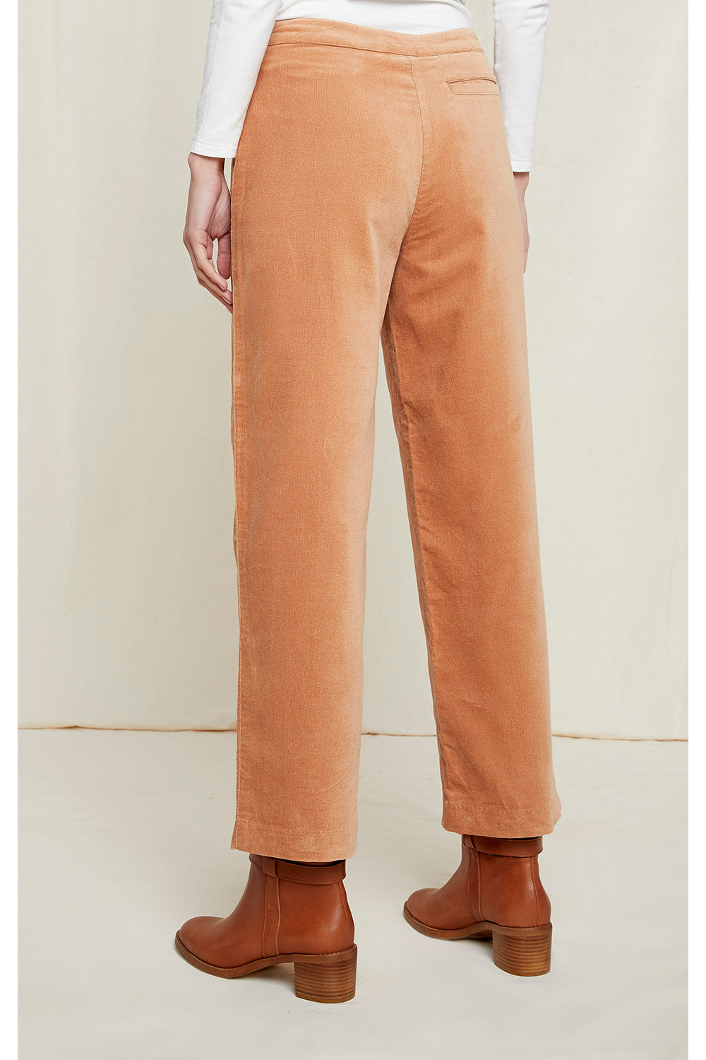 Pantalon droit camel velours en coton bio - paula