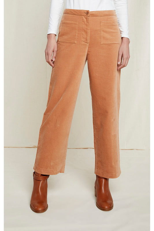 Pantalon droit camel velours en coton bio - paula