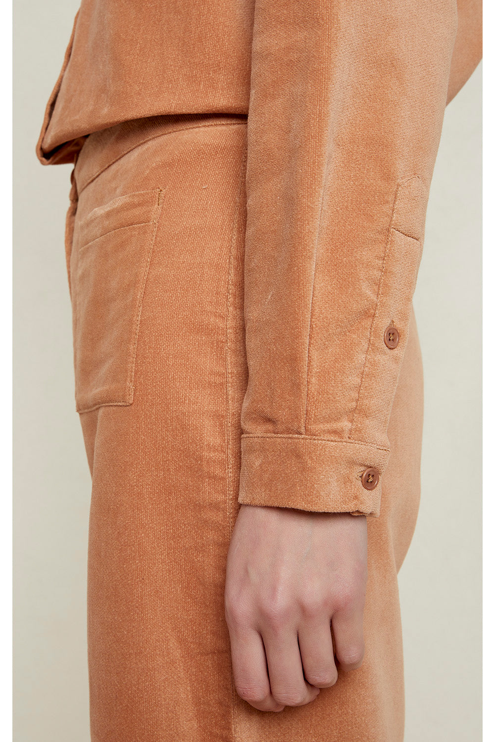 Pantalon droit camel velours en coton bio - paula