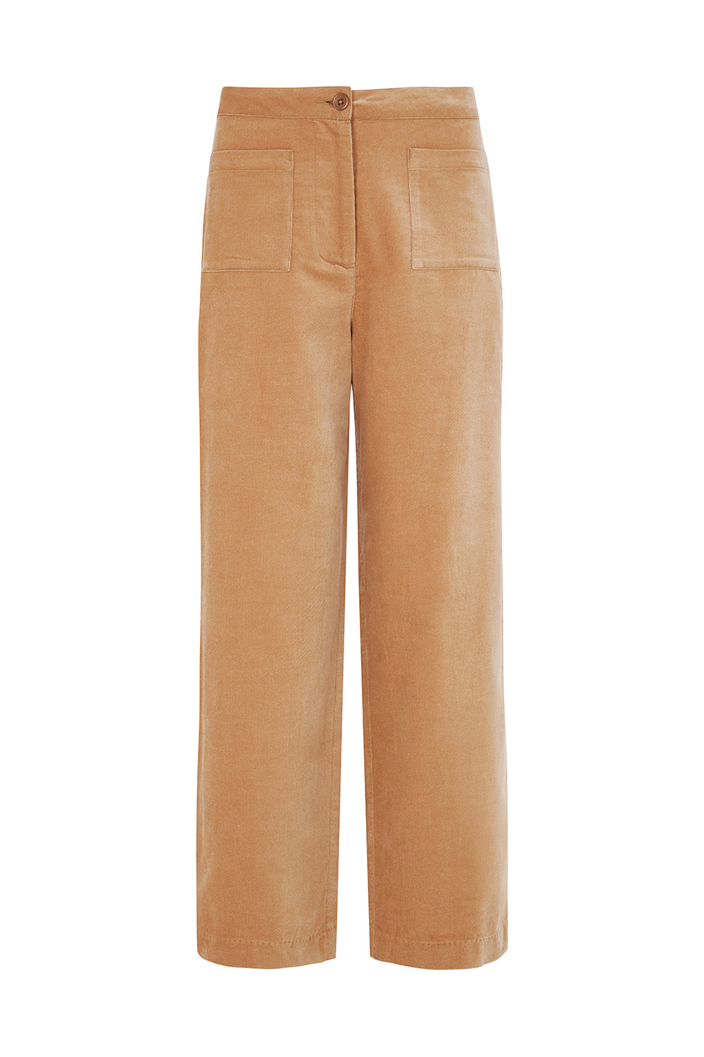 Pantalon droit camel velours en coton bio - paula
