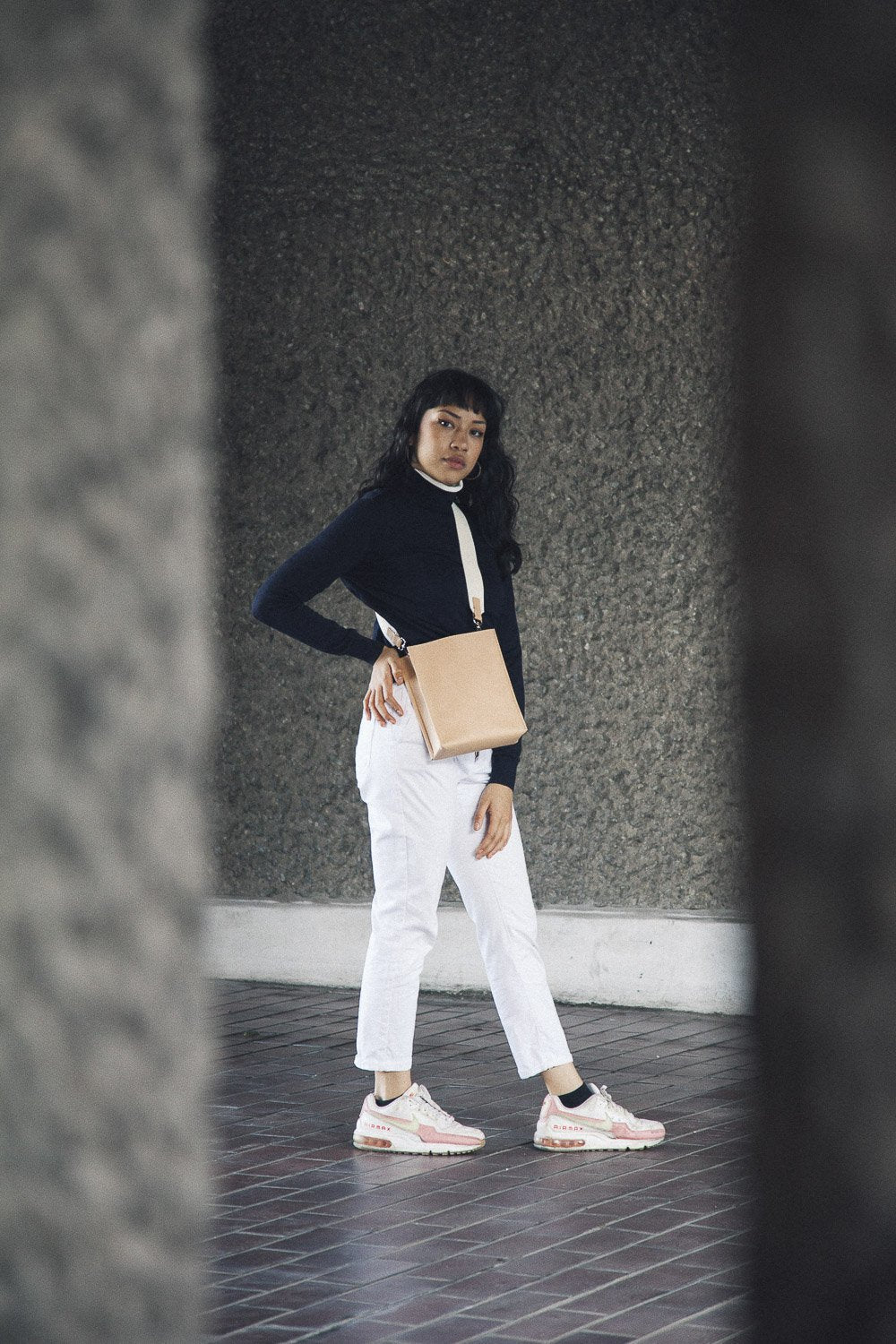 Sac beige en cuir recyclé - book bag
