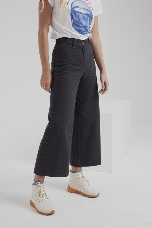 Pantalon large noir en coton bio - Elephant