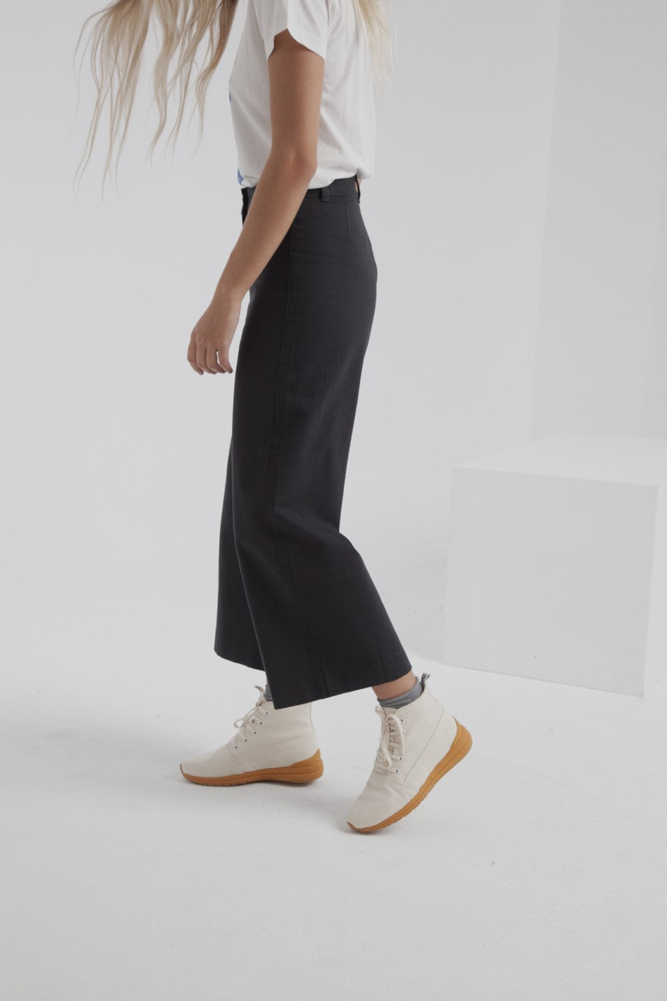 Pantalon large noir en coton bio - Elephant
