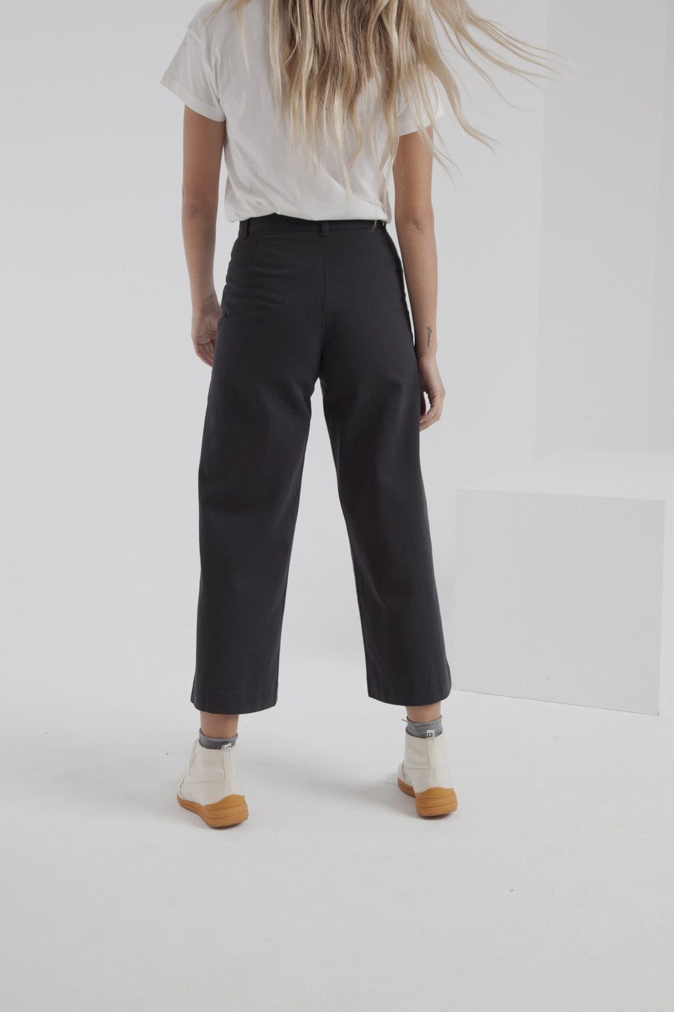 Pantalon large noir en coton bio - Elephant