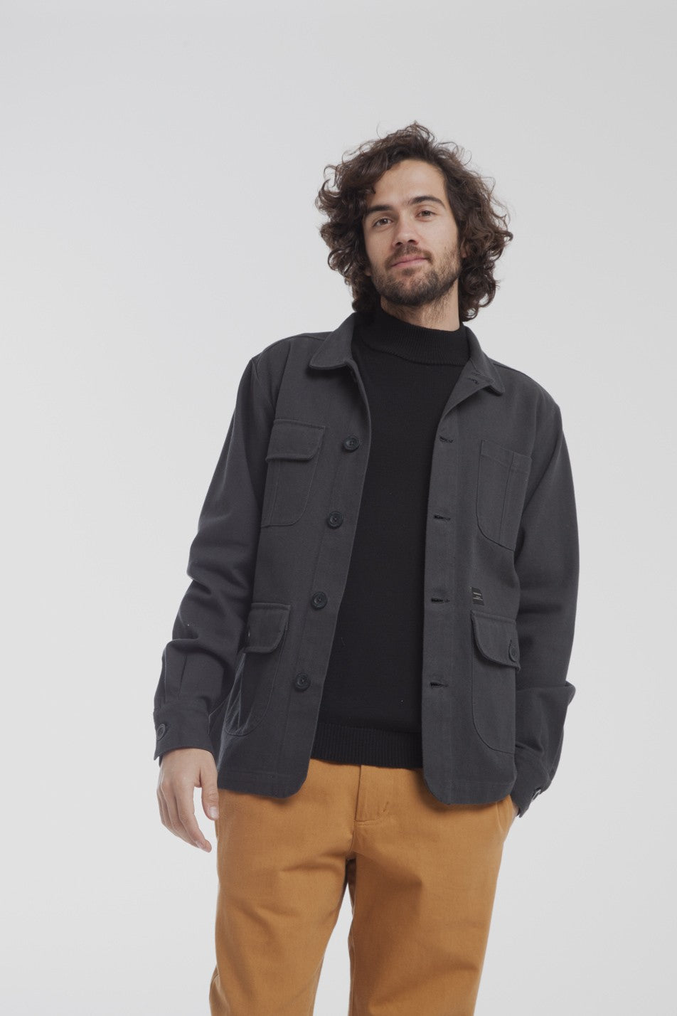 Veste twill noire en coton bio - Safari