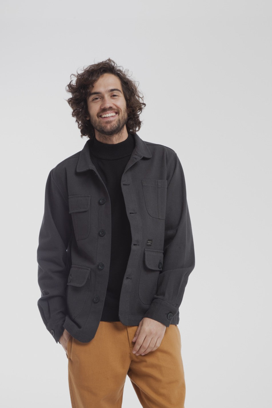 Veste twill noire en coton bio - Safari