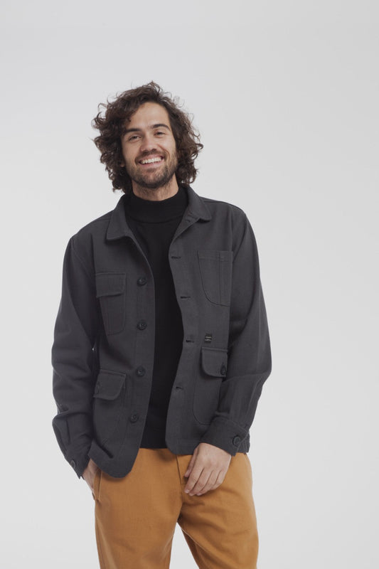 Veste twill noire en coton bio - Safari