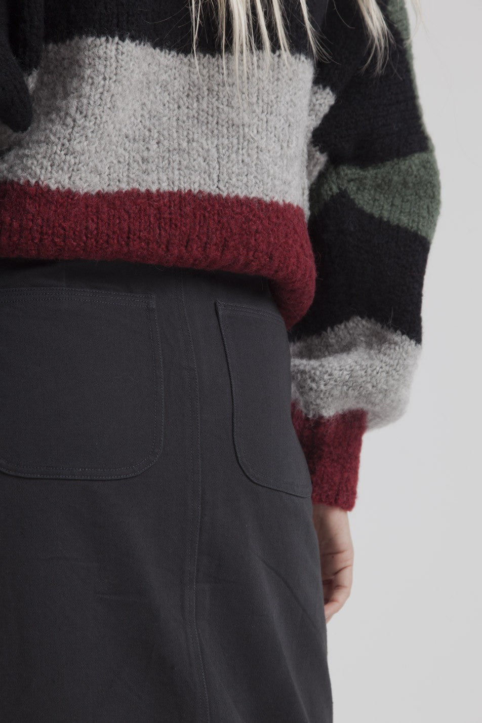 Jupe longue twill noire en coton bio - Valentina