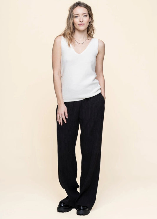 Pantalon ample texturé en tencel | noir "hava - black"