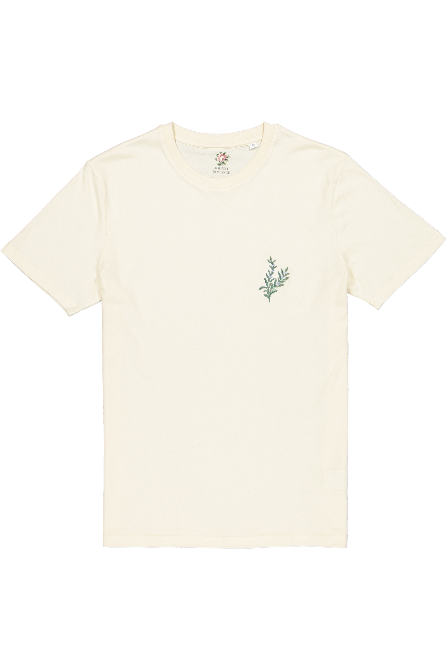 T-shirt ecru brodé en coton bio - romarin ecru