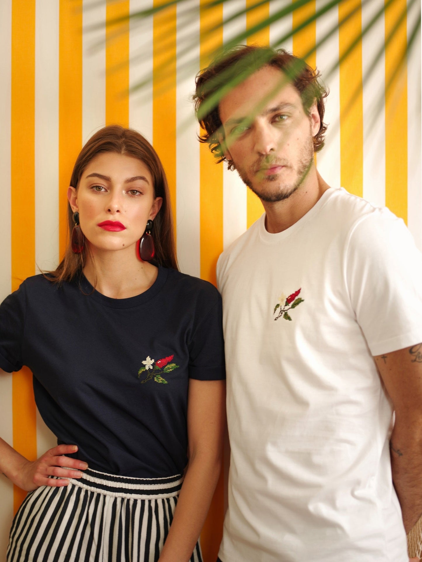 T-shirt brodé blanc en coton bio - Piments